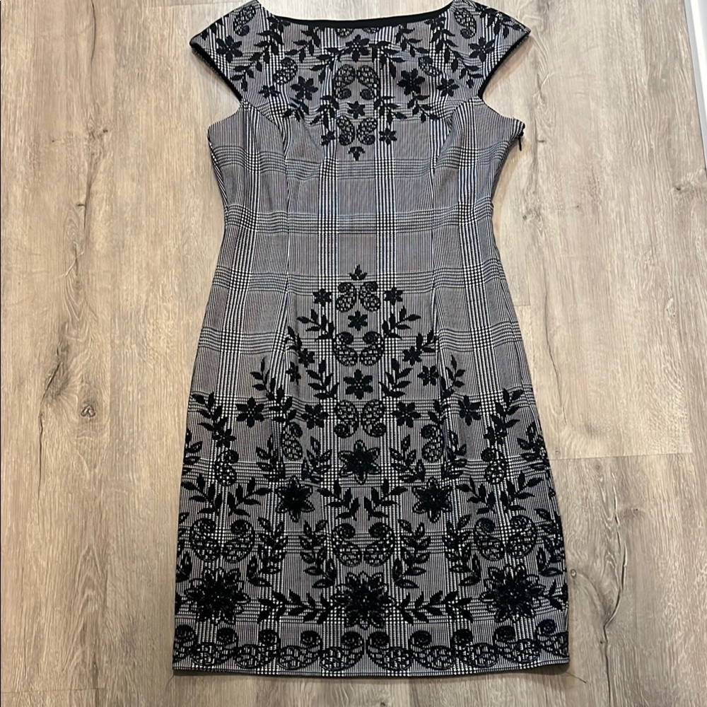 Gray Embellished Sheath Mini Dress with Cap Sleeves